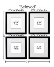 4 frame black and white collection for 8x8 prints with dimensions
