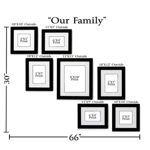 "Our Family" 7-Frame Family Portrait Gallery with 1.5" Designer Mat